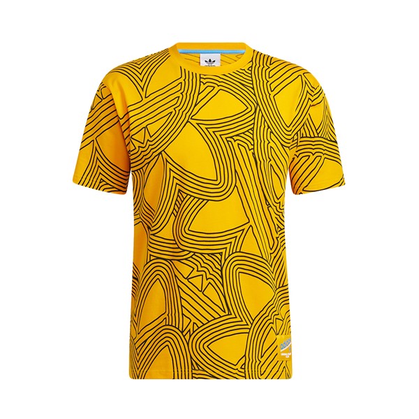 alternate view T-shirt adidas Athletic Club à imprimé intégral pour hommes - Jaune doréALT2