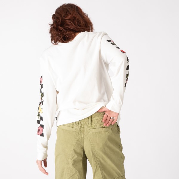 alternate view T-shirt à manches longues Vans Poppy à motif en damier pour femmes - Blanc guimauveALT4