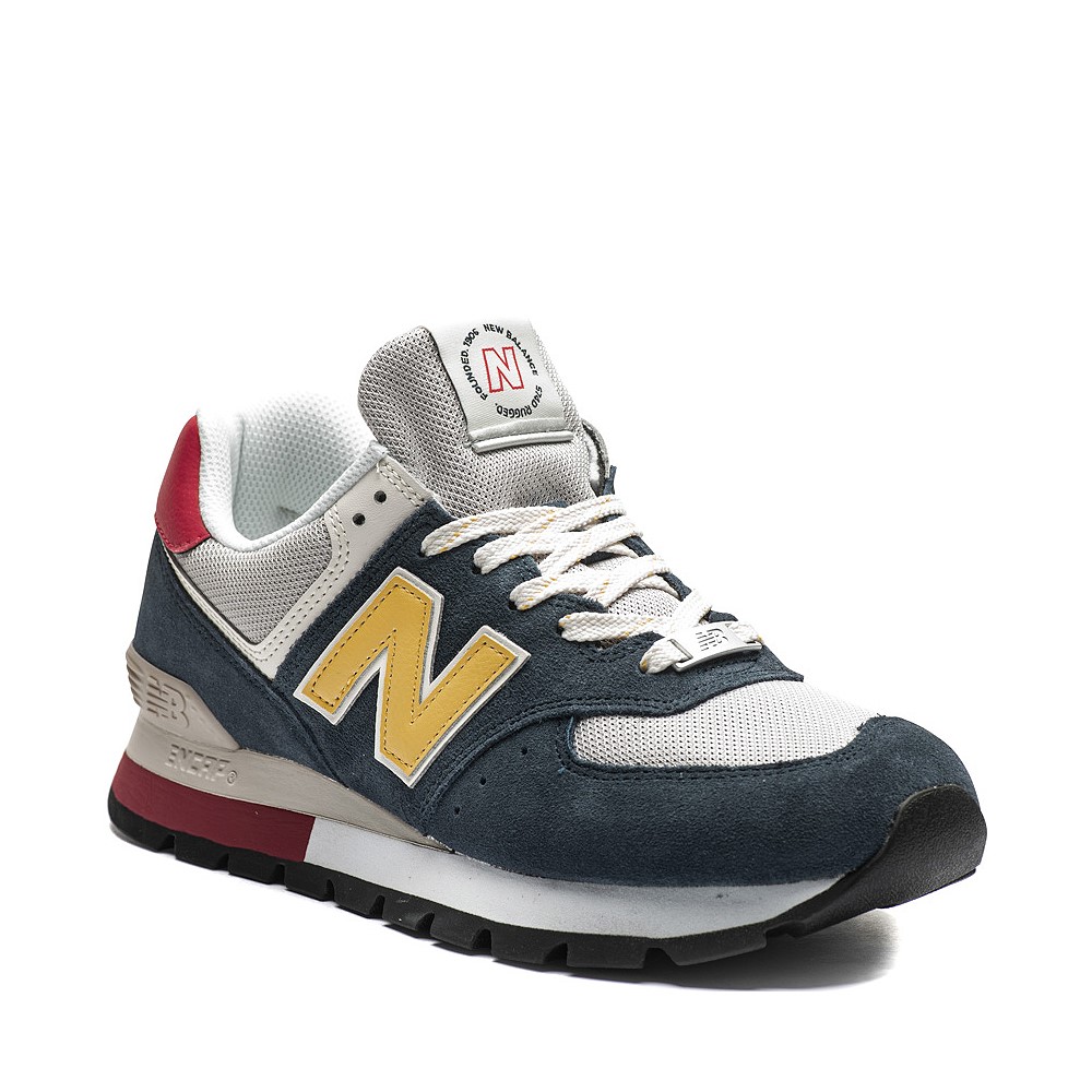 Mens New Balance 574 Rugged Athletic Shoe - Navy / Yellow / Red ...