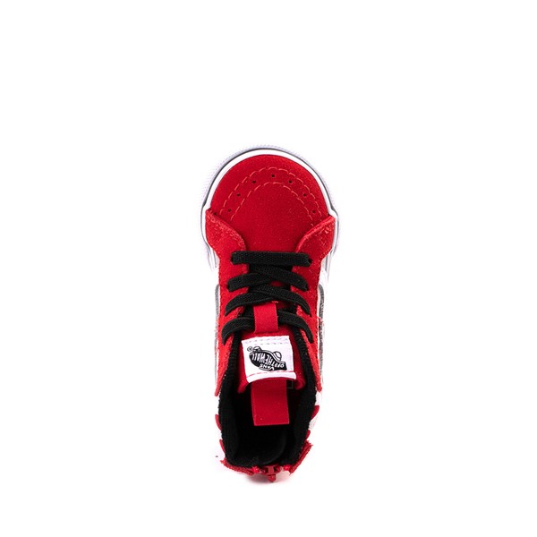 alternate view Vans Sk8-Hi Zip Skate Shoe - Baby / Toddler - Racing Red / Ferocious FlameALT2