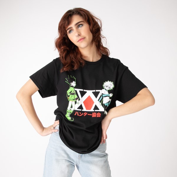 Vue principale de T-shirt coupe Boyfriend Hunter x Hunter pour femmes - Noir
