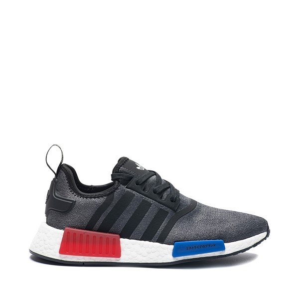 Main view of Mens adidas NMD R1 Athletic Shoe - Core Black / Semi Lucid Blue / Glory Red