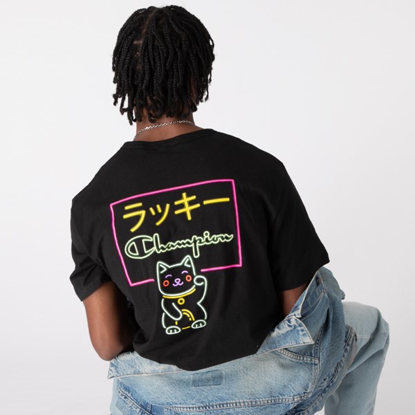 Vue principale de T-shirt Champion Tokyo Neon pour hommes - Noir