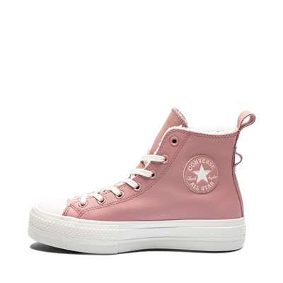 Alternate view of Womens Converse Chuck Taylor All Star Hi Lift Lined Leather Sneaker - Rust Pink / Egret