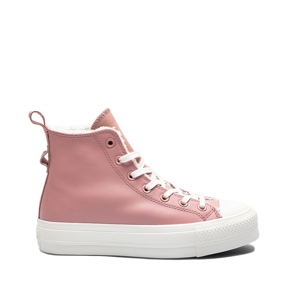 Womens Converse Chuck Taylor All Star Hi Lift Lined Leather Sneaker - Rust Pink / Egret