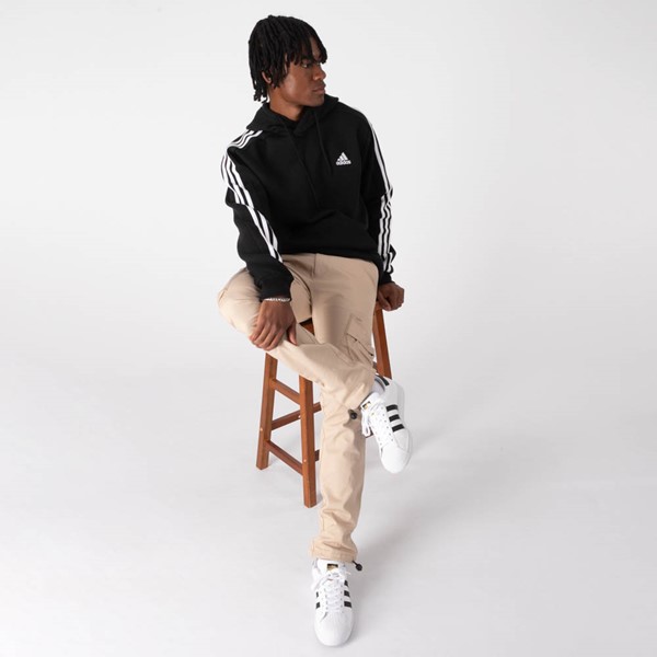 Mens adidas Essentials Fleece 3-Stripes Hoodie - Black
