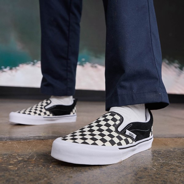 Vans Knu Slip-On Checkerboard Skate Shoe - Black / White | JourneysCanada