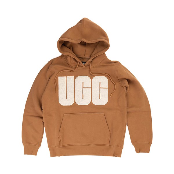 alternate view Womens UGG® Rey UGGfluff™ Logo Hoodie - Chestnut / PlasterALT3