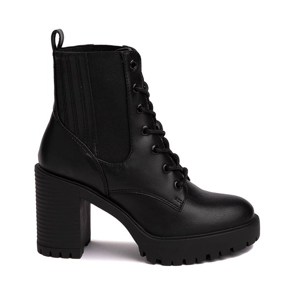 Allegra K Women's Zip Chunky Heel Platform Ankle Combat Boots, Black