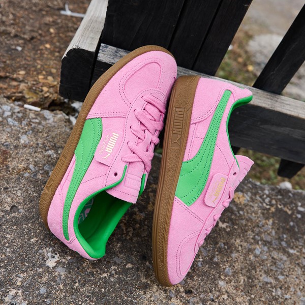 Womens PUMA Palermo Athletic Shoe Pink Delight Green Gum