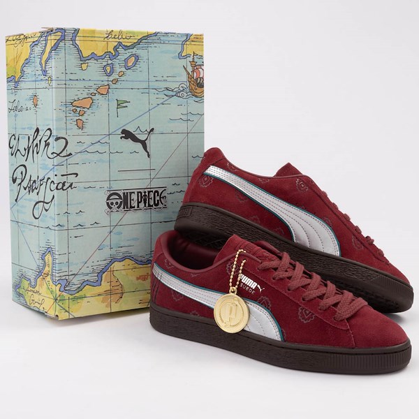 alternate view Mens PUMA x One Piece Suede Shanks Athletic Shoe - Regal Red / Future PinkALT1D