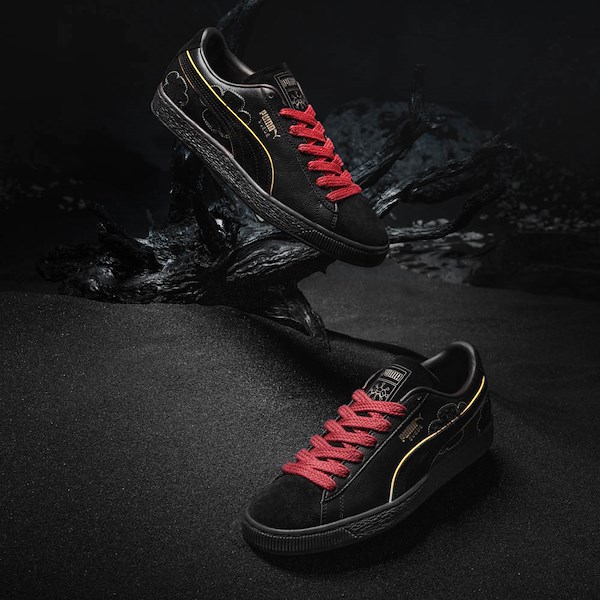 alternate view Mens PUMA x One Piece Suede Blackbeard Athletic Shoe - Black / Regal RedALT1B