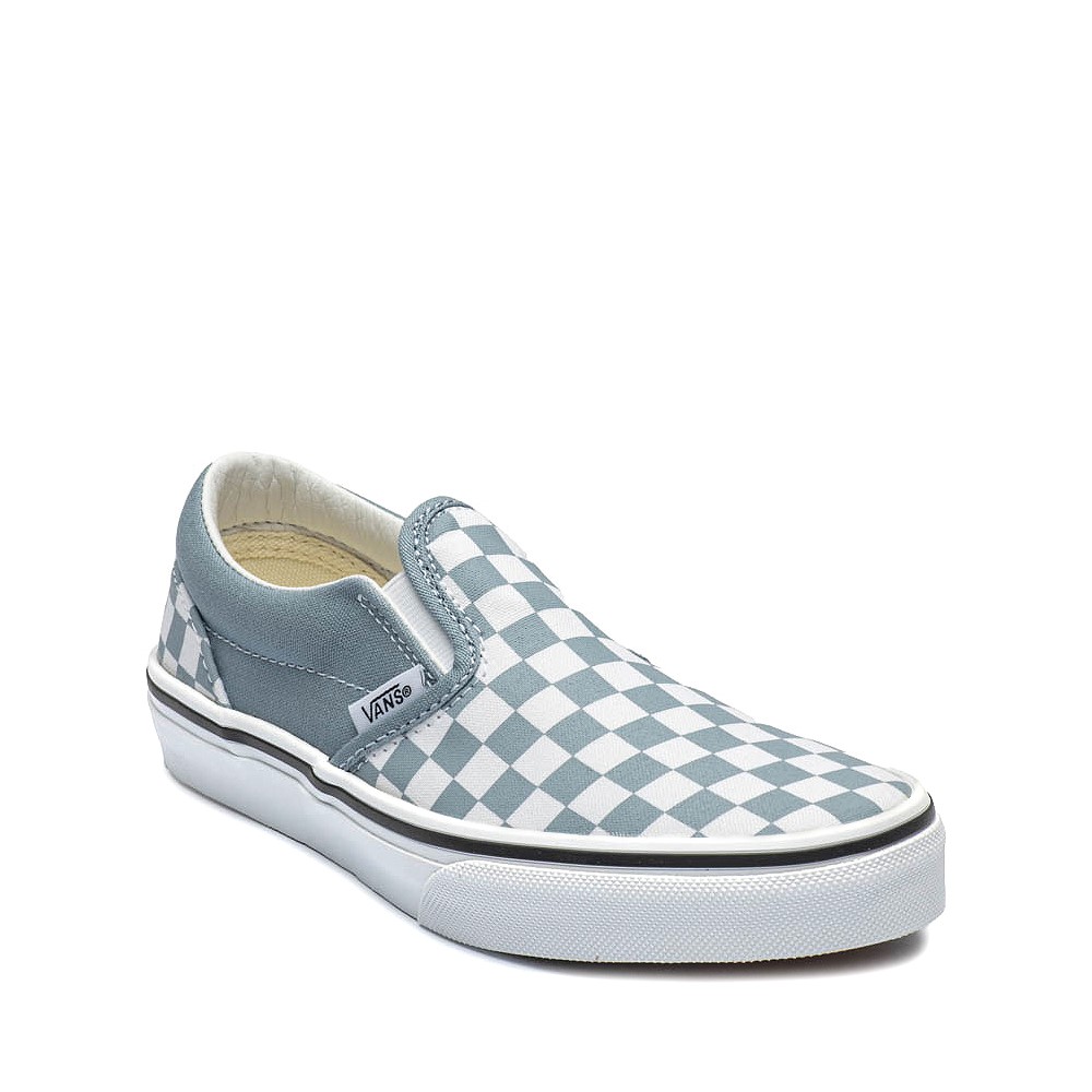 VANS Kids Classic Slip On Color Theory Checkerboard Trainers Dusty Blue