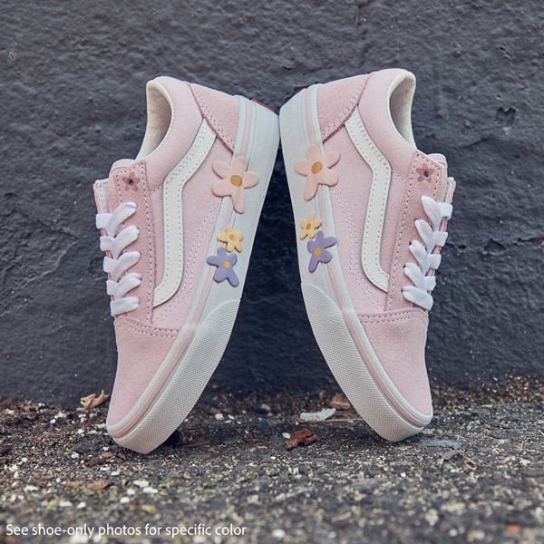 Vans Old Skool Flower Skate - Little Kid Pink / True White