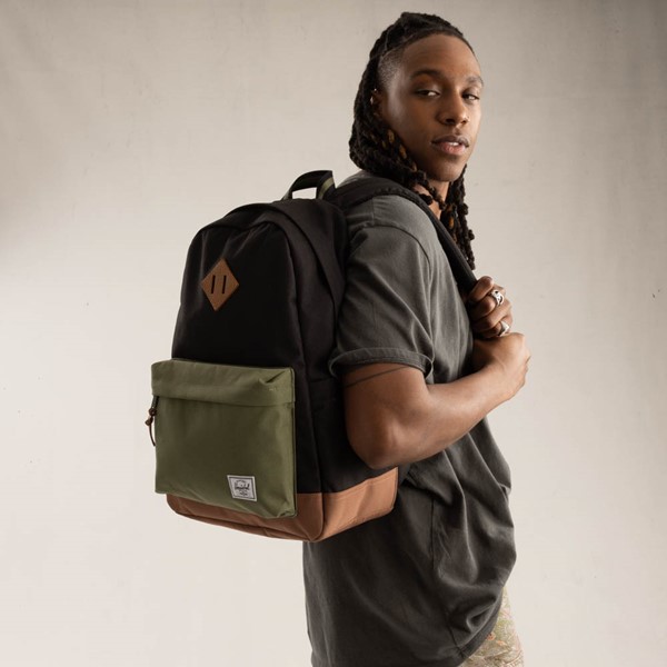 Herschel Supply Co. Heritage Backpack Black Four Leaf Clover Saddle Brown