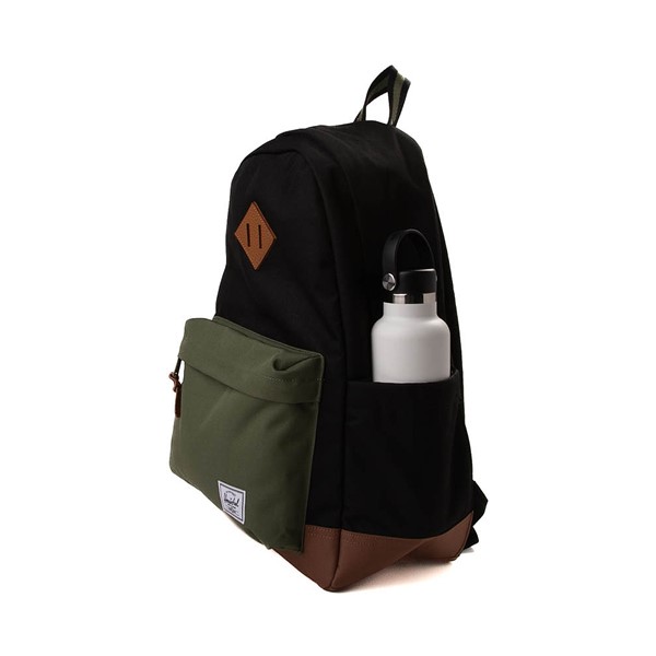 alternate view Herschel Supply Co. Heritage Backpack - Black / Four Leaf Clover / Saddle BrownALT4