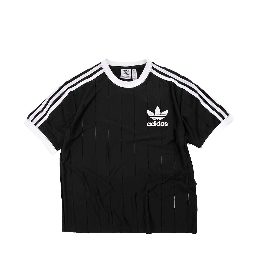 Womens adidas 3-Stripes Cropped Jersey Tee - Black