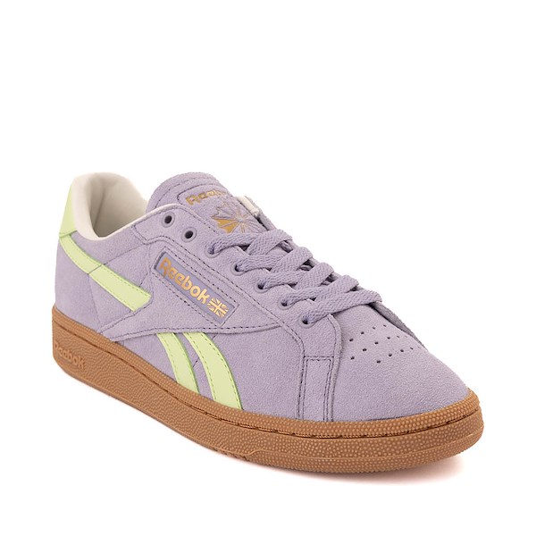 alternate view Womens Reebok Club C Grounds UK Athletic Shoe - Dusk Purple / Astro LimeALT5