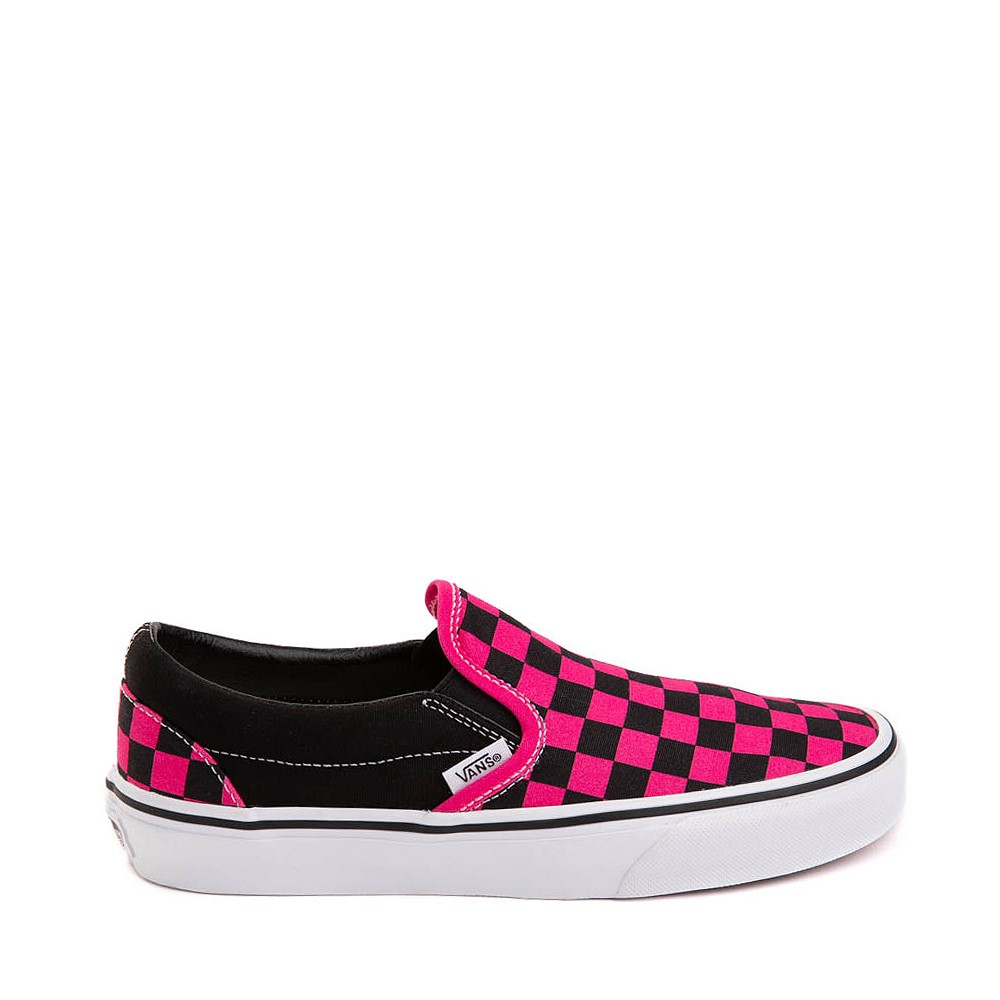 Chaussure de skate sans lacets Vans à motif en damier - Rose / Noire