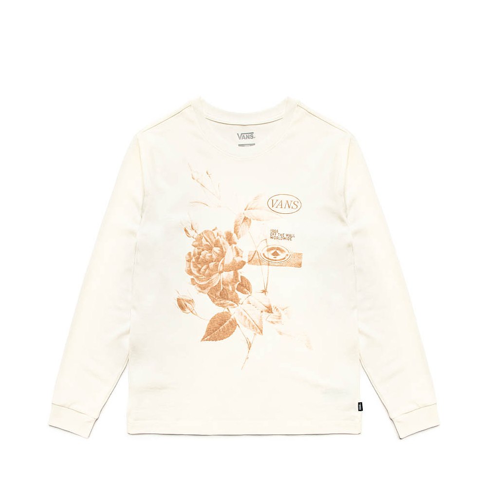 Womens Vans Damask Long Sleeve Tee - Marshmallow