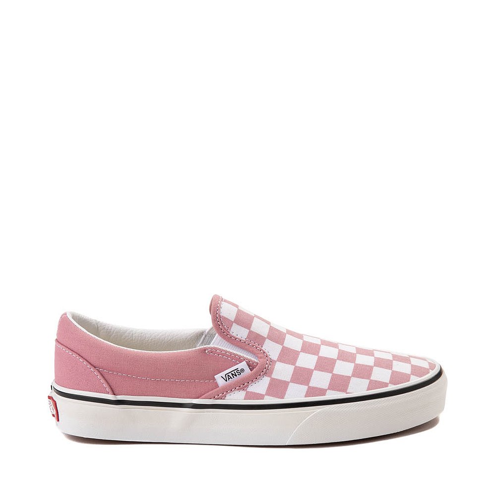 Chaussure de skate sans lacets Vans à motif en damier - Rose / Blanche