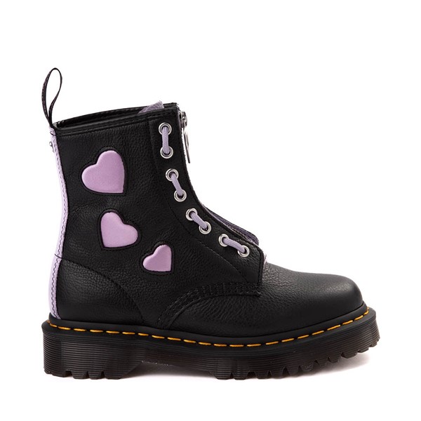 Womens Dr. Martens 1460 8-Eye Zip Heart Boot - Black / Lavender