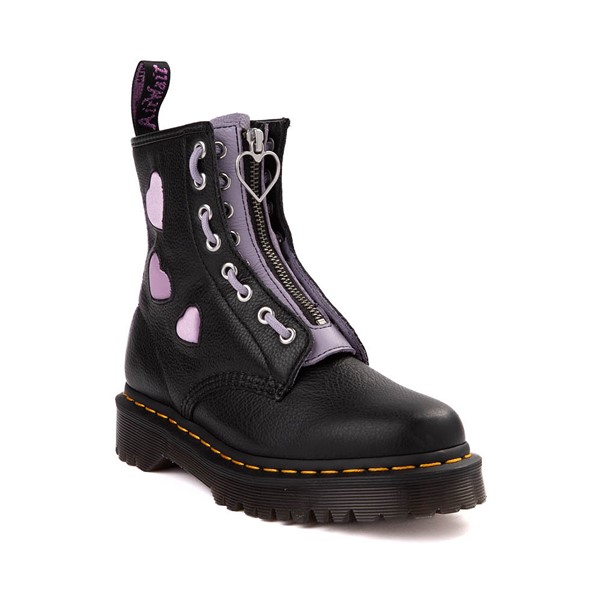 alternate view Womens Dr. Martens 1460 8-Eye Zip Heart Boot - Black / LavenderALT5