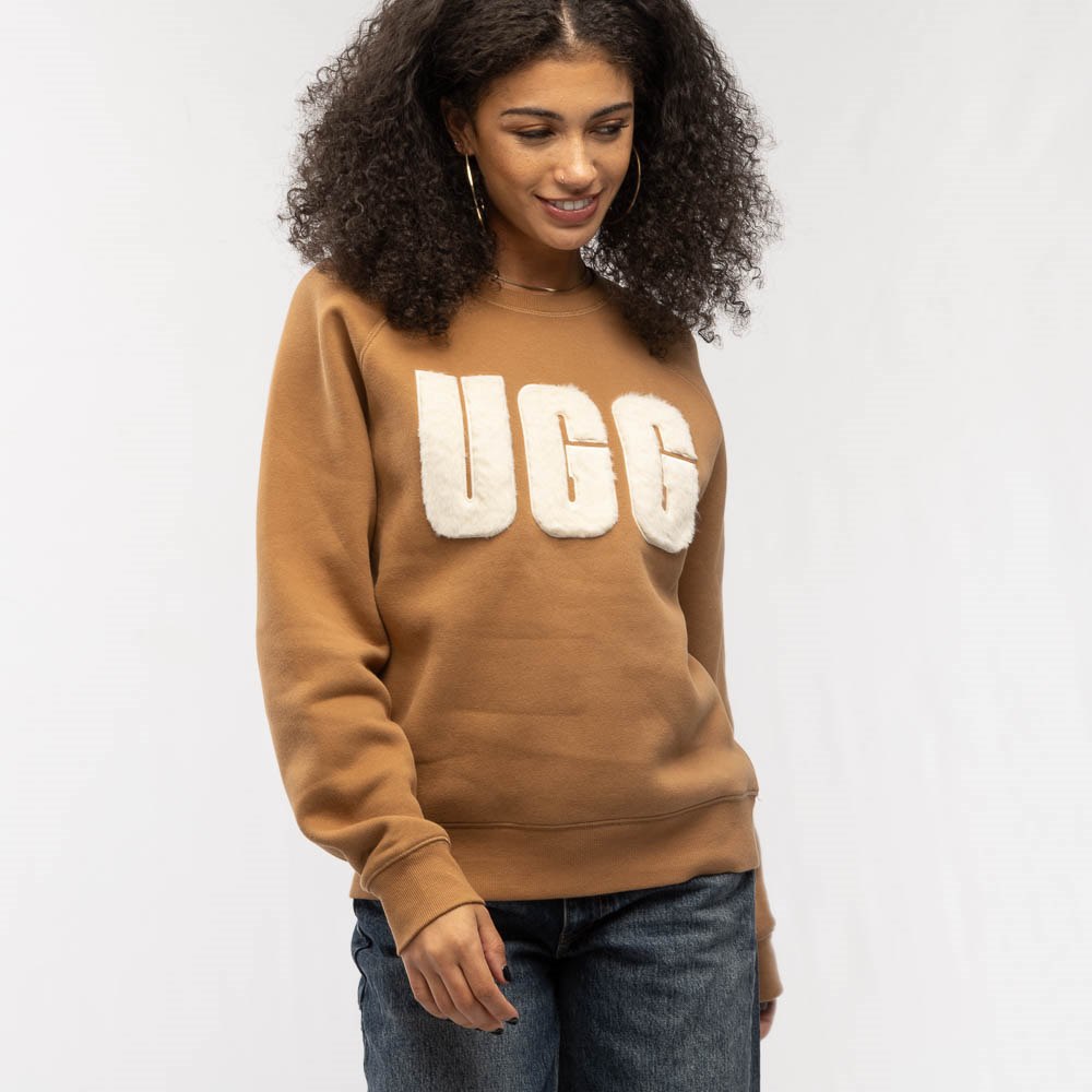 Womens UGG&reg; Madeline Fuzzy Logo Sweatshirt - Chestnut