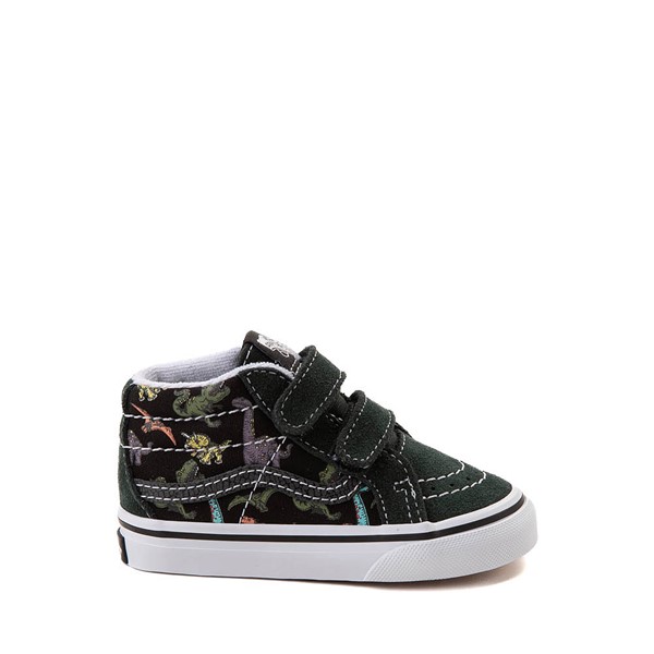 Vans Sk8 Mid Reissue V Glow Skate Shoe Baby Toddler Black Dinosaur Print