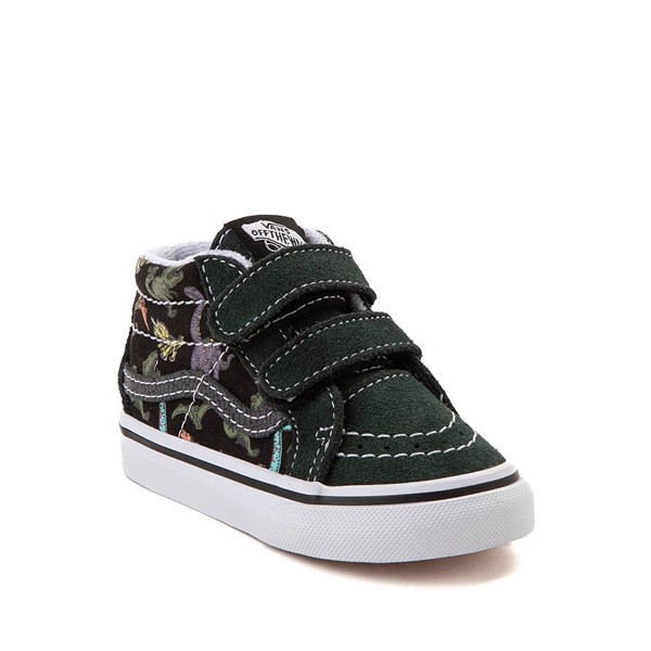 Vans Sk8 Mid Reissue V Glow Skate Shoe Baby Toddler Black Dinosaur Print