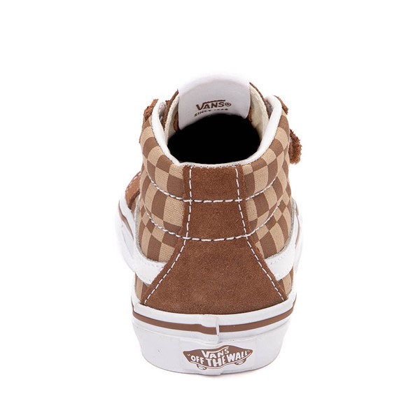 alternate view Vans Sk8-Mid V Checkerboard Skate Shoe - Little Kid - Brown / TanALT4