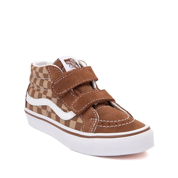 alternate view Vans Sk8-Mid V Checkerboard Skate Shoe - Little Kid - Brown / TanALT5