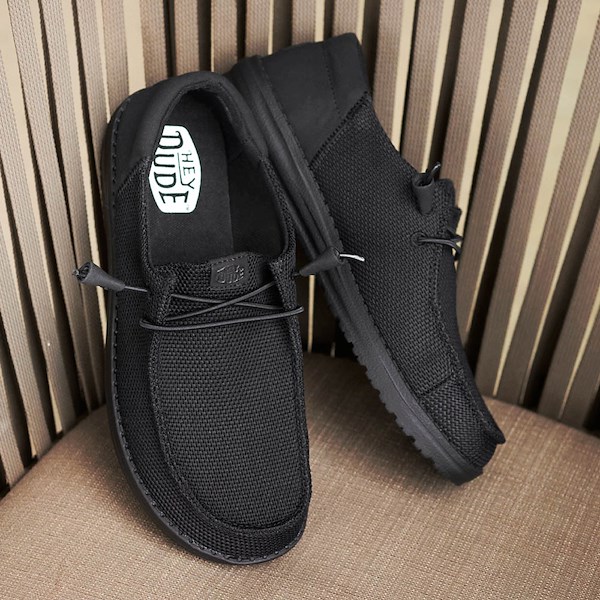 alternate view Mens HEYDUDE Wally Funk Casual Shoe - Black MonochromeHERO