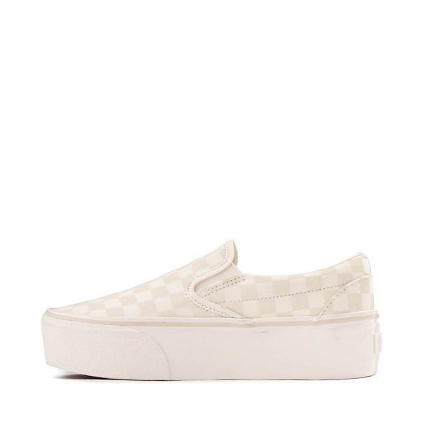 alternate view Vans Slip-On Stackform Checkerboard Skate Shoe - Marshmallow White / Turtledove WhiteALT1