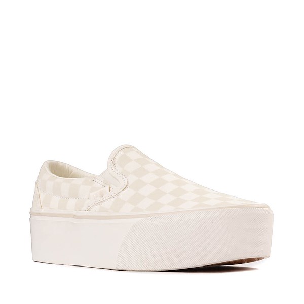 alternate view Vans Slip-On Stackform Checkerboard Skate Shoe - Marshmallow White / Turtledove WhiteALT5
