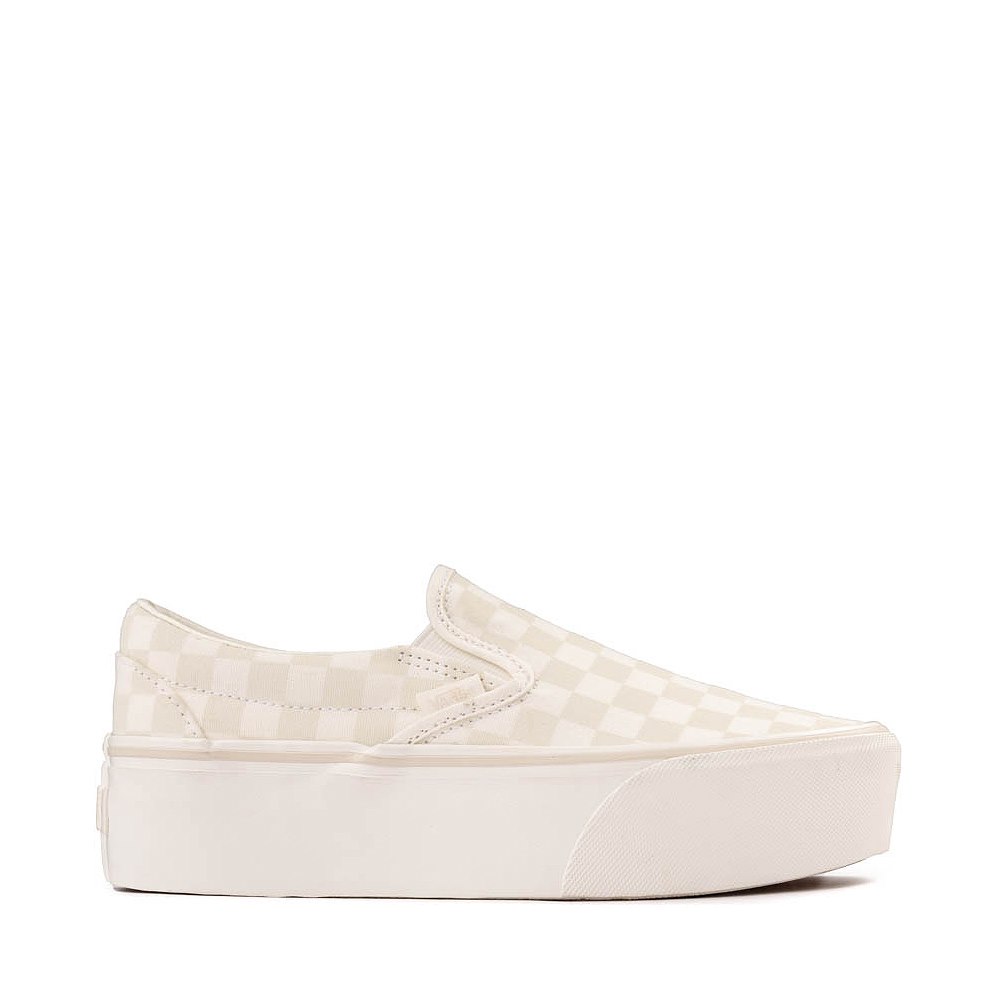 Vans Slip-On Stackform Checkerboard Skate Shoe - Marshmallow White / Turtledove White