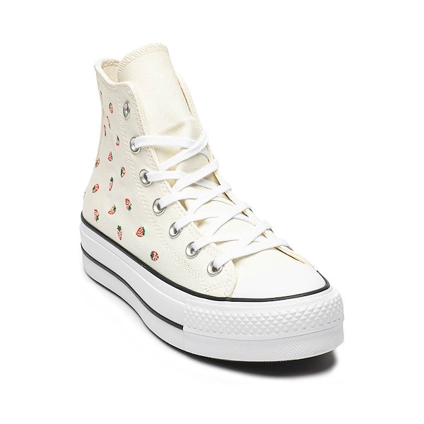 alternate view Womens Converse Chuck Taylor All Star Lift Hi Sneaker - Egret / StrawberriesALT5