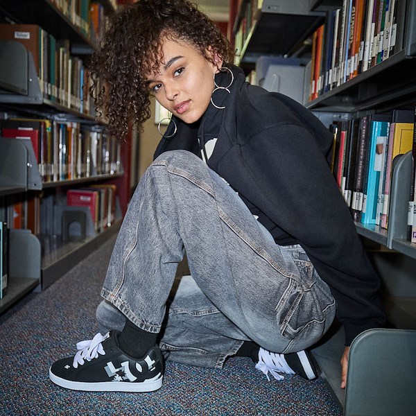 Womens DC Court Graffik 3D Skate Shoe - Black / White / Grey