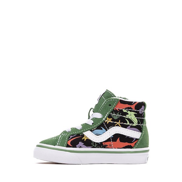 alternate view Vans Sk8-Hi Zip Glow Sharks Skate Shoe - Baby / Toddler - GreenALT1B