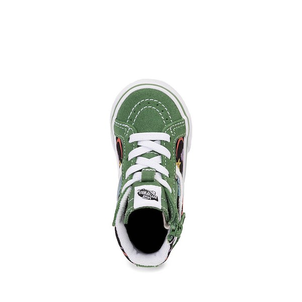 alternate view Vans Sk8-Hi Zip Glow Sharks Skate Shoe - Baby / Toddler - GreenALT2