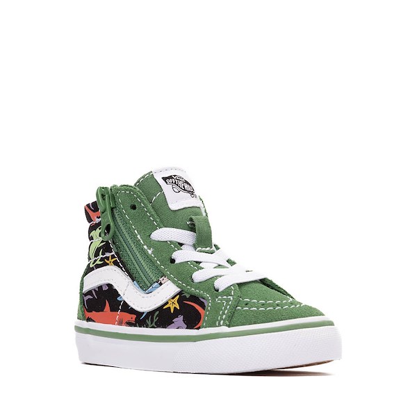 alternate view Vans Sk8-Hi Zip Glow Sharks Skate Shoe - Baby / Toddler - GreenALT5