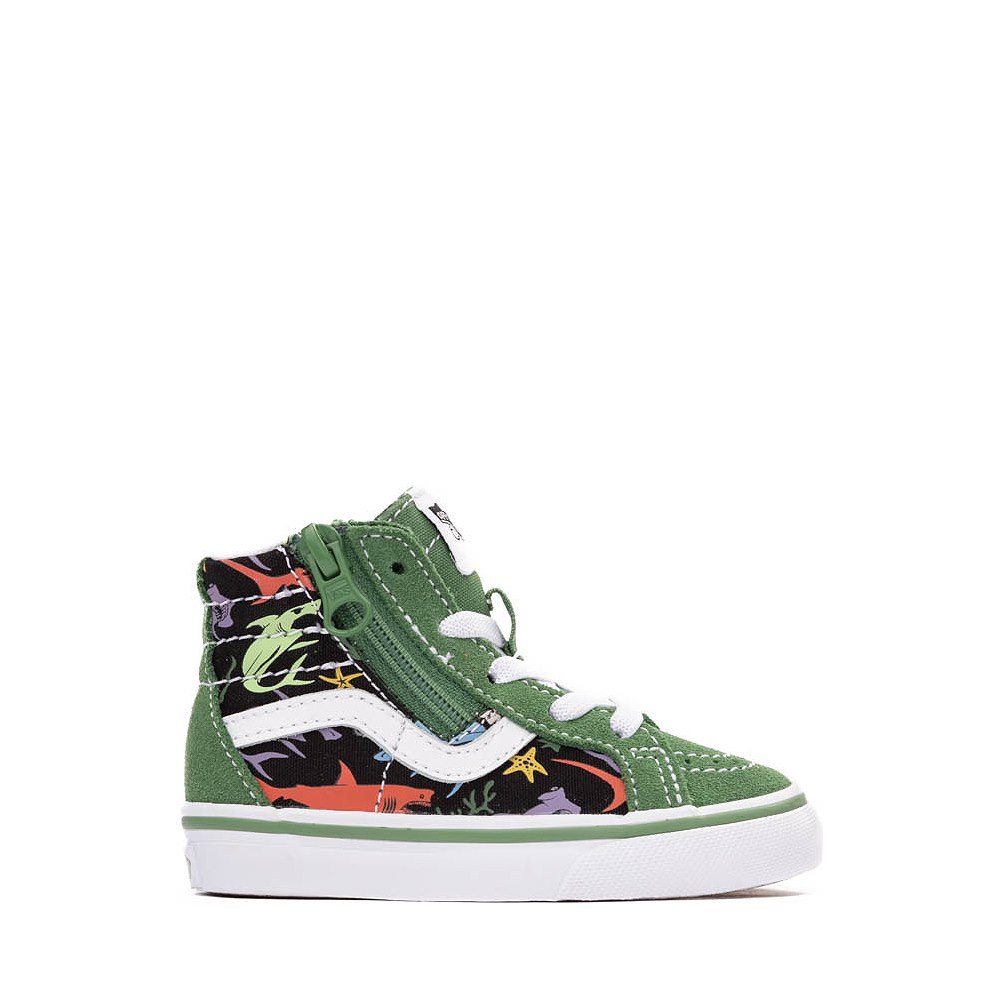 Vans Sk8-Hi Zip Glow Sharks Skate Shoe - Baby / Toddler - Green