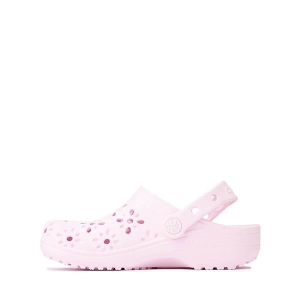 alternate view Crocs Classic Floral Cut-Out Clog - Little Kid / Big Kid - Pink MilkALT1