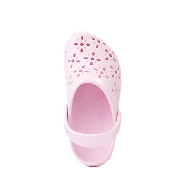 alternate view Crocs Classic Floral Cut-Out Clog - Little Kid / Big Kid - Pink MilkALT2