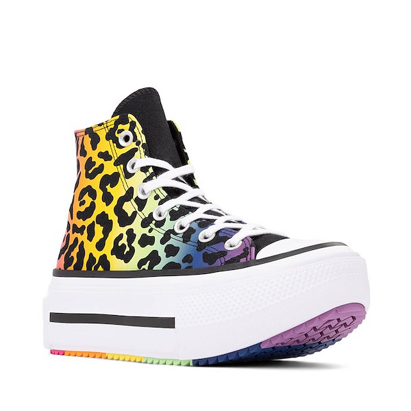 alternate view Basket montante Converse Pride Chuck Taylor All Star Lift Double Stack - Noire / Imprimé léopard arc-en-cielALT5
