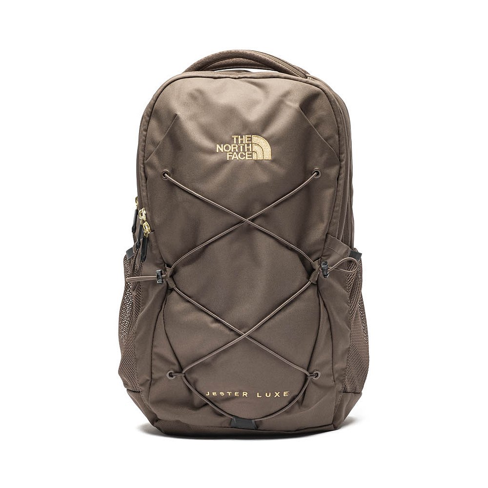 Womens The North Face Jester Luxe Backpack - Smokey Brown / Gold Metallic