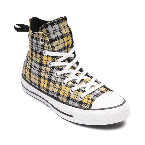 Womens Converse Chuck Taylor All Star Plaid High-Top Sneaker - Black / Yellow