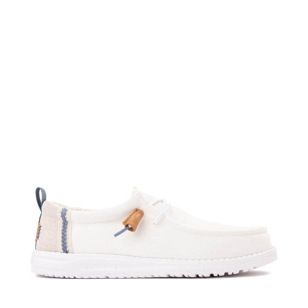 Mens HEYDUDE Wally Craft Linen Slip-On Casual Shoe - White