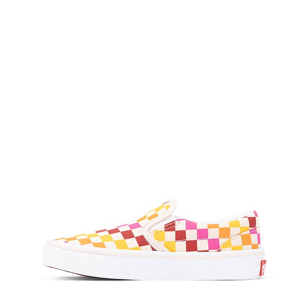 alternate view Vans Classic Slip-On Retro Rainbow Checkerboard Skate Shoe - White / MulticolorALT1