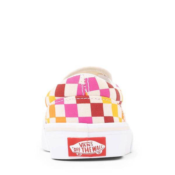 alternate view Vans Classic Slip-On Retro Rainbow Checkerboard Skate Shoe - White / MulticolorALT4